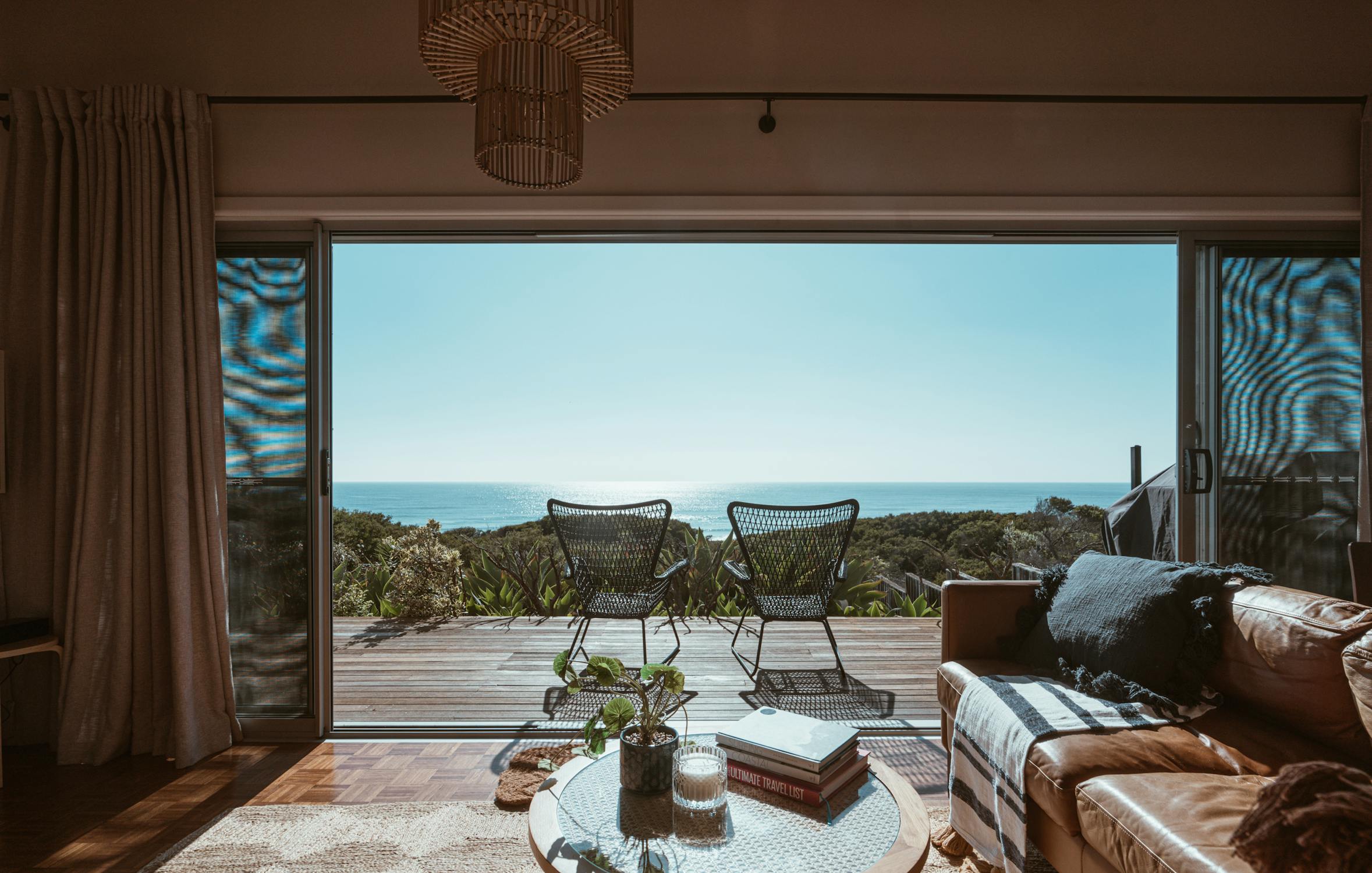Elegant interior with ocean view and modern furnishing